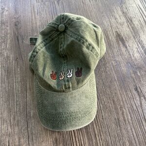 David and Young Olive Hat with Peace Sign